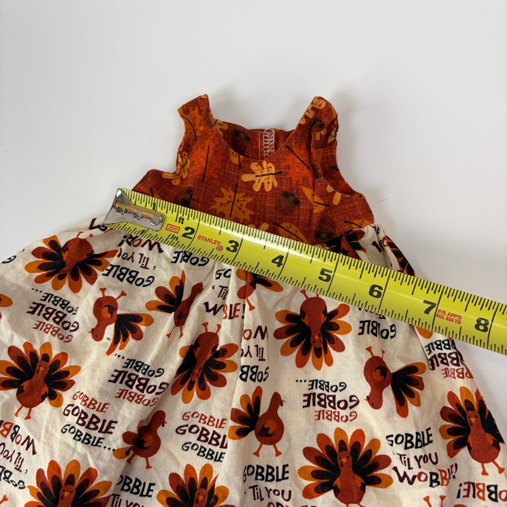 Handmade 18” Doll Thanksgiving Fall Outfit Dress Cape and Slippers - Picture 6 of 7